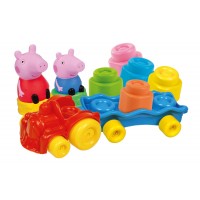 Set constructie Soft Clemmy - Tren cu cuburi Peppa Pig