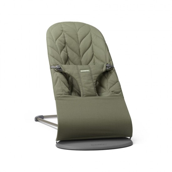 Balansoar bebelusi Bliss BabyBjorn Dark Green cu aspect delicat de petala, tesatura matlasata