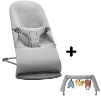 Balansoar Bliss Light Grey 3D Jersey BabyBjorn cu bara de jucarii 