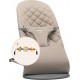 Balansoar Bliss Sand Grey BabyBjorn din tesatura matlasata cu aspect Clasic si bara de jucarii inclusa