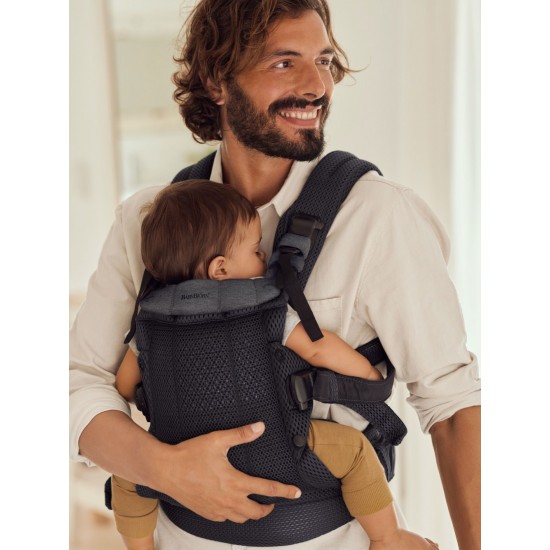 Marsupiu anatomic cu multiple pozitii de purtare colectia Harmony 3D Mesh Anthracite Editie Limitata BabyBjorn