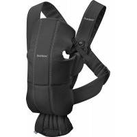 Marsupiu anatomic BabyBjorn Mini cu pozitii multiple de purtare Black Bumbac