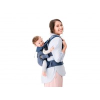 Marsupiu anatomic BabyBjorn One cu pozitii multiple de purtare Denim Midnight Blue Bumbac