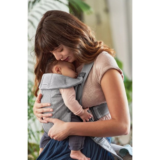 Marsupiu Mini cu multiple pozitii de purtare Babybjorn Grey 3D Mesh 