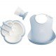 Set hranire pentru bebe BabyBjorn - Farfurie, lingurita, furculita, pahar si bavetica Powder Blue