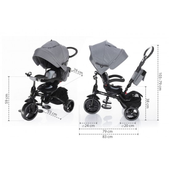 Tricicleta 6 moduri de utilizare Zopa Citi Trike Foggy Grey 