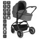 Carucior 3 in 1 BabyGo Harmony Grey cu maner reglabil pe inaltime, cadru Black