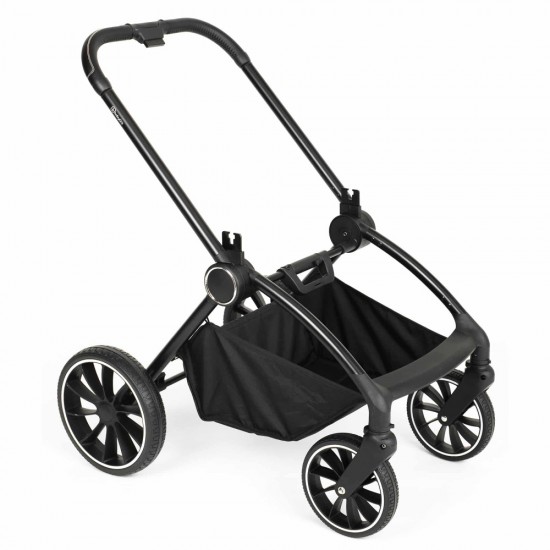 Carucior 3 in 1 BabyGo Harmony Grey cu maner reglabil pe inaltime, cadru Black