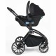 Carucior 3 in 1 BabyGo Harmony Grey cu maner reglabil pe inaltime, cadru Black