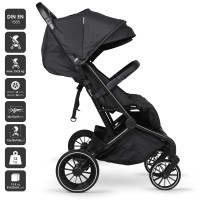 Carucior pliabil pentru gemeni BabyGo GoTwice Black