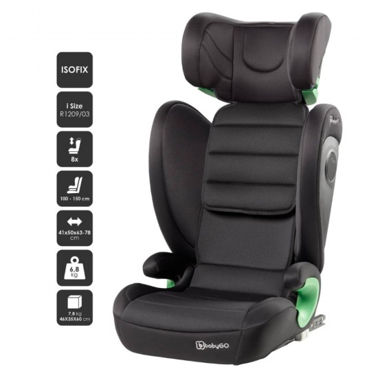 Scaun auto i-Size BabyGo SafeChild Black 100-150 cm certificat R129