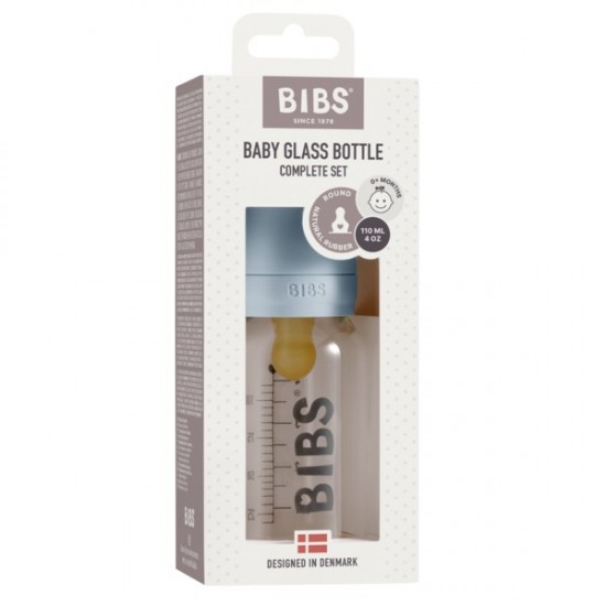 Set complet biberon din sticla anticolici 110 ml Baby Blue BIBS