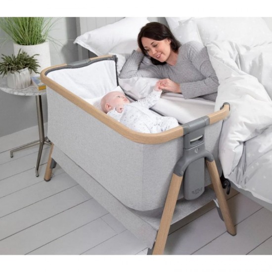 Patut 2 in 1 co-sleeper CoZee Oak & Sterling Silver Tutti Bambini