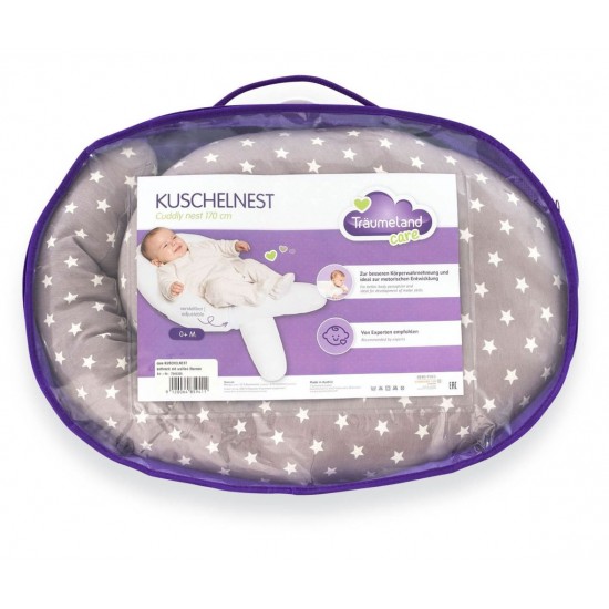 Perna pentru bebelusi Cuddly Nest Anthracite With White Stars