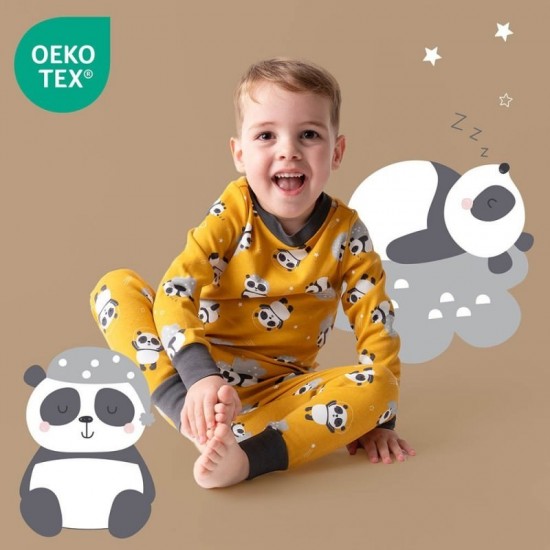 Pijama 100% bumbac organic, Panda, 4-5 ani