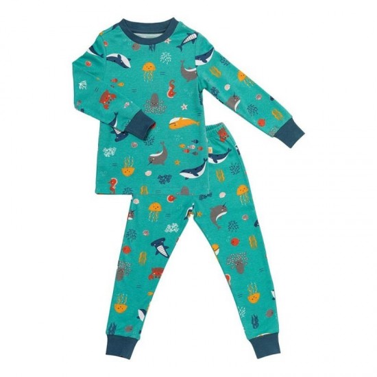 Pijama 100% bumbac organic, Under the Sea, 4-5 ani