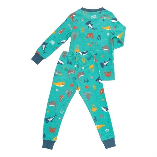 Pijama 100% bumbac organic, Under the Sea, 5-6 ani