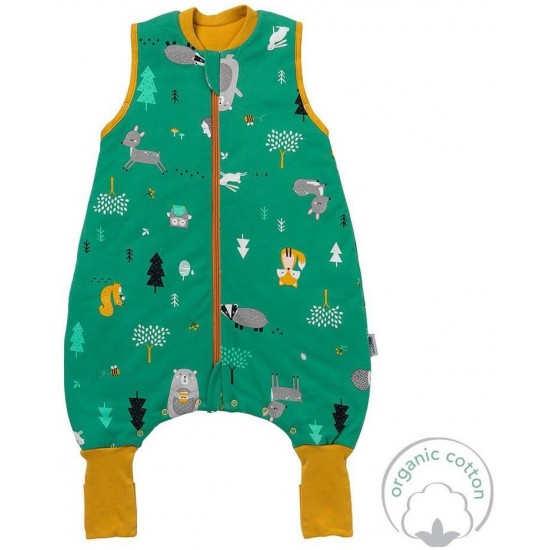 Sac de dormit cu picioruse si talpa antiderapanta Woodland Animals 80 cm + manseta 1.0 Tog