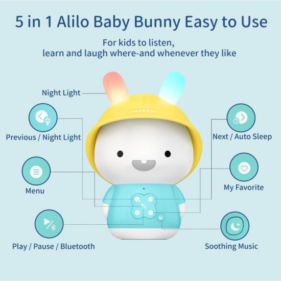 Iepuras interactiv cu povesti si cantece Alilo Baby Bunny roz RO/EN