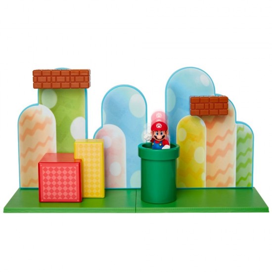 Set de joaca Campia de Ghinde cu figurina 6 cm Nintendo Mario