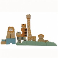Cuburi din lemn natur animalele junglei Egmont Toys 27 piese
