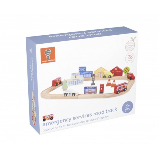 Circuit din lemn cu vehicule utilitare Orange Tree Toys