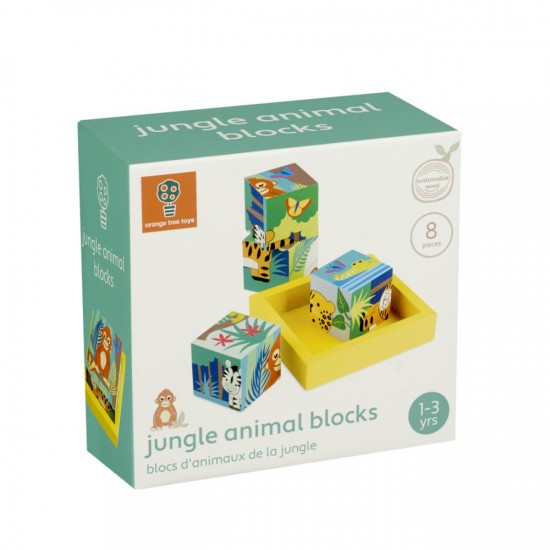 Cuburi cu animale din jungla Orange Tree Toys