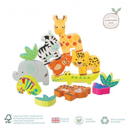 Joc Animale din jungla de stivuit Orange Tree Toys