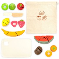 Set de joaca din lemn Fructe de feliat 23 piese UMU Toys