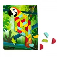 Joc educativ tip mozaic cu forme trapezoidale Natura