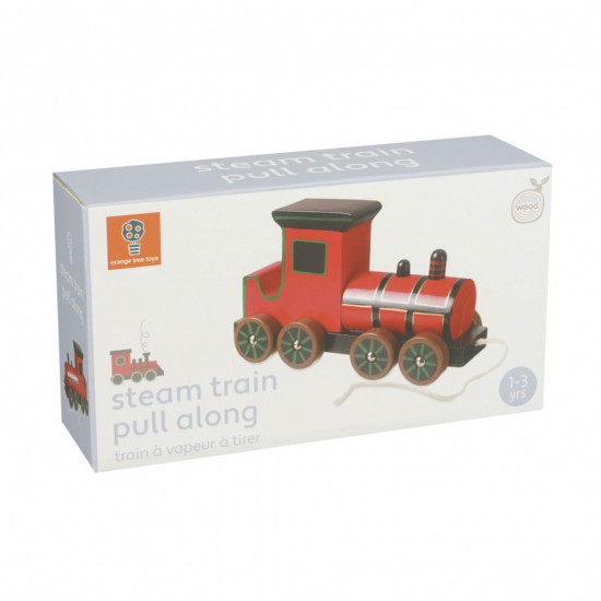 Jucarie de tras Locomotiva cu aburi Orange Tree Toys