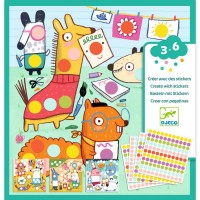 Set creativ cu autocolante Djeco - Buline colorate