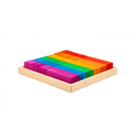 Set cuburi si blocuri handmade din lemn in ladita
