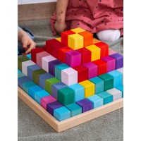 Set de joaca handmade 120 cuburi din lemn Marc Toys
