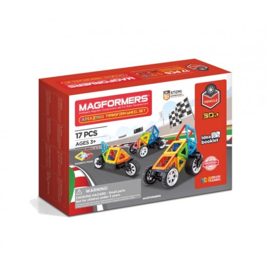 Set magnetic de construit Magformers Vehicule 17 piese