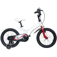 Bicicleta pentru copii 5-8 ani KidsCare cu cadru din magneziu, roti 16 inch, cu roti ajutatoare, alba