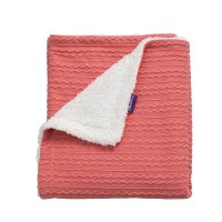 Paturica Lux Sherpa pentru bebelusi 75 x 100 cm Pink Clevamama