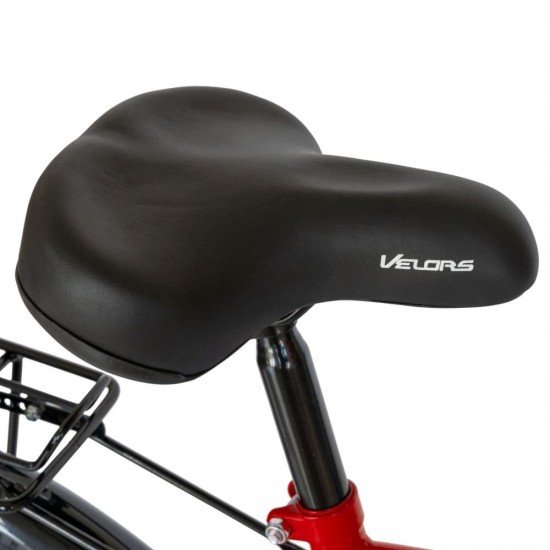 Bicicleta City 28 Inch cu frane mecanice V-Brake Velors CSV28/93A, cadru rosu cu design alb Bicicleta City 28 Inch cu frane mecanice V-Brake Velors CSV28/93A, cadru rosu cu design alb