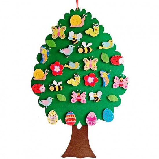Copac din fetru cu 30 decoratiunix 100x64 cm Bambinice