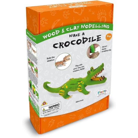 Kit constructie lemn si argila – Crocodil Fiesta Crafts