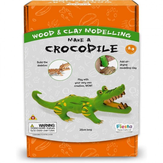 Kit constructie lemn si argila – Crocodil Fiesta Crafts
