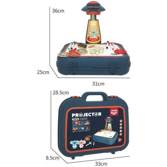 Proiector desen tip valiza cu 6 diapozitive si 6 carioci incluse Koala Diary KD80307 Albastru