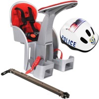 Scaun bicicleta copii SafeFront Clasic, Pozitie montare Centru, 15 Kg si si Casca Protectie XS 44-48 Police WeeRide WR09SKPL Gri/Rosu
