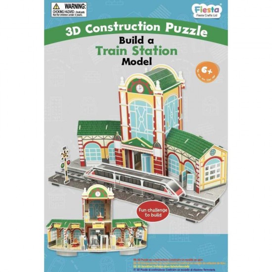 Set constructie puzzle 3D Gara tren Fiesta Crafts 63 piese