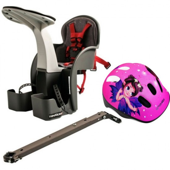 Set Scaun bicicleta copii, Pozitie montare Centru, 15 Kg si Casca Protectie XS 44-48 Fairy Tail WeeRide WR01SKFT Gri