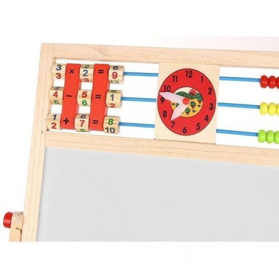 Tabla magnetica din lemn cu 2 fete, numaratoare si ceas Kruzzel