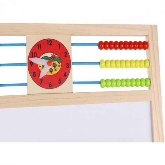 Tabla magnetica din lemn cu 2 fete, numaratoare si ceas Kruzzel