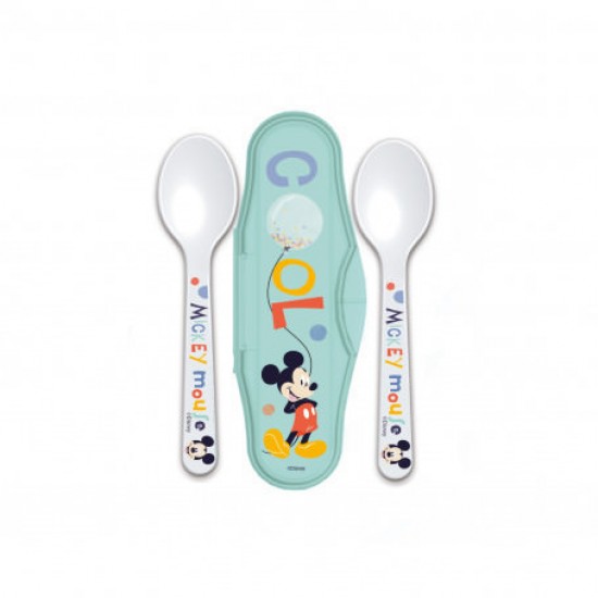 Set 2 linguri cu cutie de transort Mickey Disney