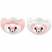 Set 2 suzete ortodontice Disney Minnie din silicon cu capac de protectie 6 luni+