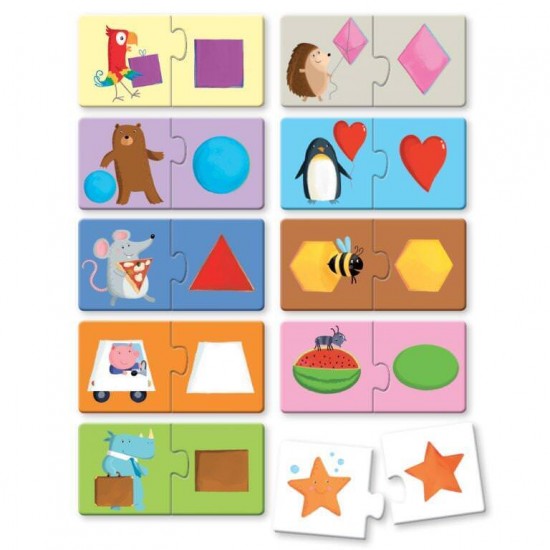 Puzzle 20 piese cu carte - Forme